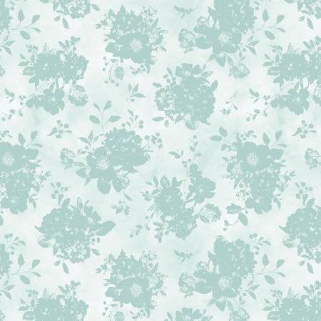 Wilmington Prints - Mint Crush - Floral Silhouette Blue