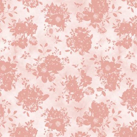 Wilmington Prints - Mint Crush - Floral Silhouette Pink