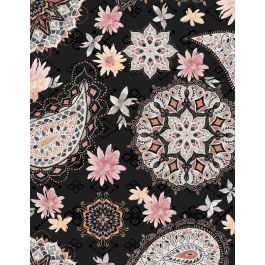 Wilmington Prints - Paisley Place - Paisley & Mandala Black