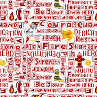Blank Quilting - Everyday Heroes - Firefighter Words Red