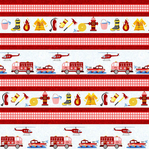 Blank Quilting - Everyday Heroes - Dalmatians & Hydrants Stripe Red
