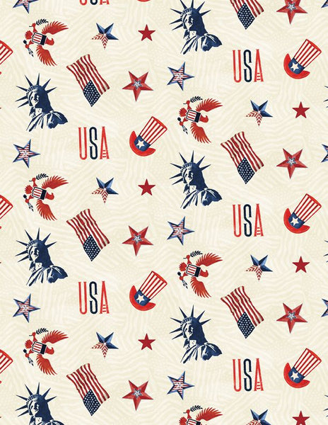 Wilmington Prints - Liberty Lane - Patriotic Toss Cream