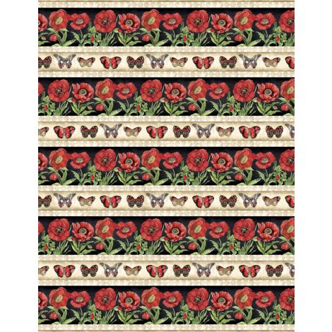 Wilmington Prints - Harlequin Poppies - Repeating Stripe Multi