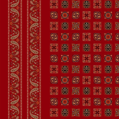 Studio “e” Fabrics - Wild Wild West - Bandana Double Border (24”x44”) Red