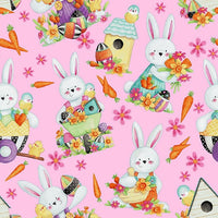 Henry Glass Fabrics - Easter Fun - Bunny Toss Pink
