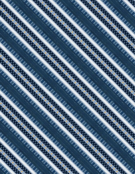 Wilmington Prints - Lake Life - Ticking Stripe Blue