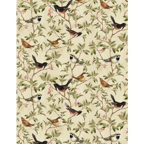 Wilmington Prints - Forest Study - Birds Tan