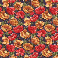Benartex - Cats N Quilts - Poppies in Bloom Red/Multi