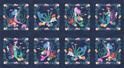 Studio “e” Fabrics - Mermaid in Blue Jeans - Block Panel
