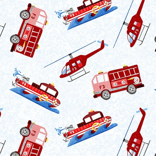 Blank Quilting - Everyday Heroes - Firefighter Vehicles White