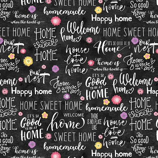 Benartex - At Home - Home Sweet Words Slate/Multi