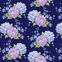 Studio “e” Fabrics - Midnight Hydrangea - Tossed Allover Hydrangea Navy