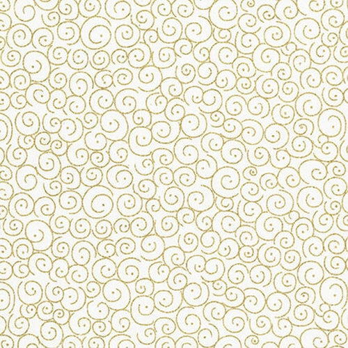 Blank Quilting - Spirals Metallic - White/Gold