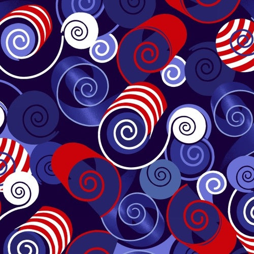 Studio “e” Fabrics - Red, White & Starry Blue - Patriotic Swirl