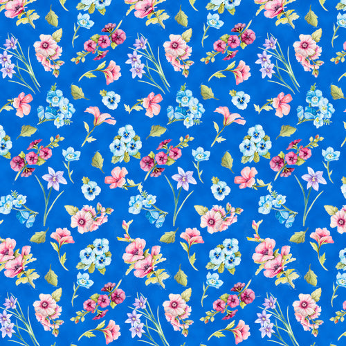 Blank Quilting - Papillon Parade - Small Floral Med. Blue
