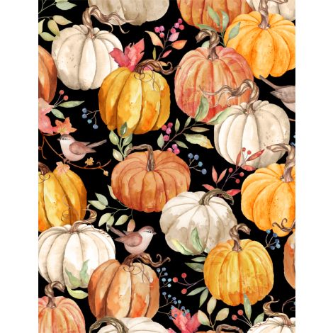 Wilmington Prints - Autumn Day - Packed Pumpkins Black