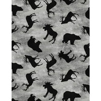 Wilmington Prints - Flannel - Cabin Welcome - Animal Toss Gray