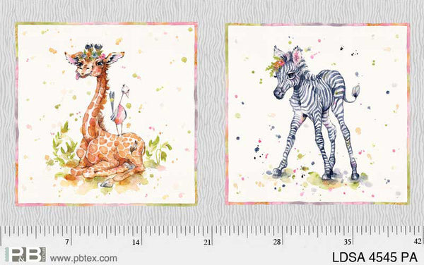 116D - P&B Textiles - Little Darling Safari - Panel Giraffe & Zebra