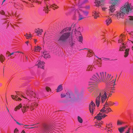 Robert Kaufman Fabrics - Loose Leaf - Spiral Hot Pink