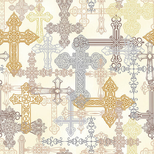 Blank Quilting - He Leads Me - Crosses Ivory