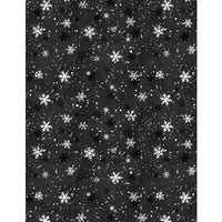 Wilmington Prints - Winter Forest - Snowflake Toss Black