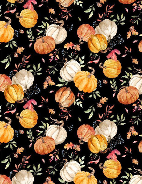 Wilmington Prints - Autumn Day - Pumpkins Toss Black