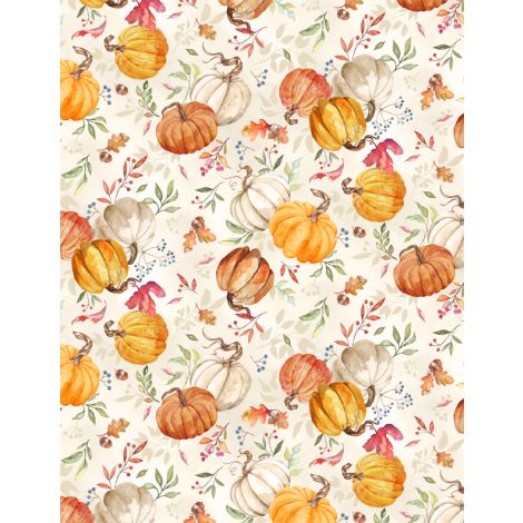 Wilmington Prints - Autumn Day - Pumpkins Toss Tan
