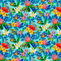Studio “e” Fabrics - Jewels of the Jungle Digital - Floral & Fauna Cerulean