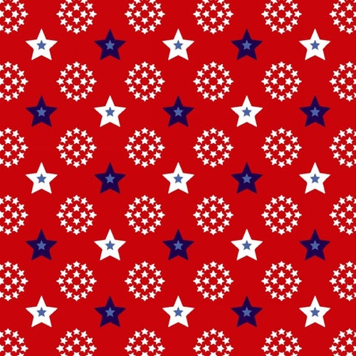 Studio “e” Fabrics - Red, White & Starry Blue - Small Stars Red