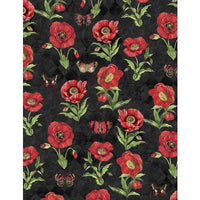 Wilmington Prints - Harlequin Poppies - Poppies & Butterflies Black