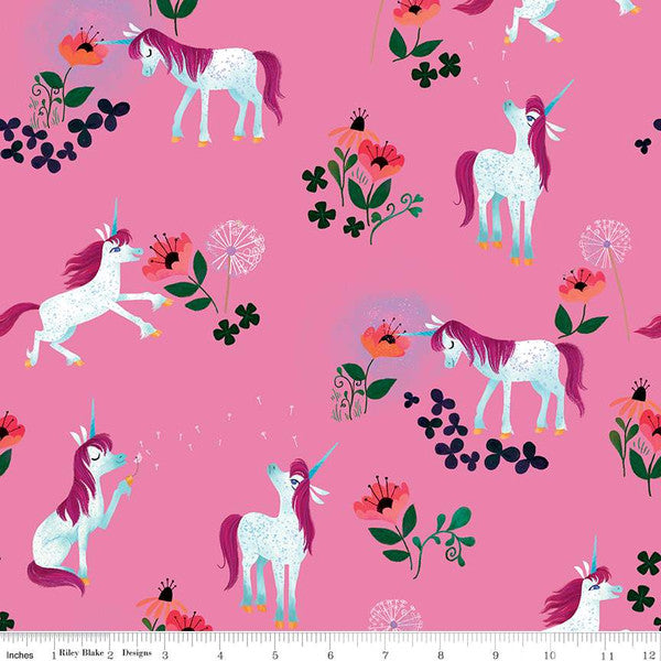 Riley Blake Fabrics - Uni The Unicorn - Toss Pink