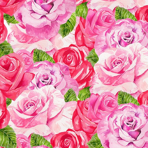 Henry Glass Fabrics - Heart & Soul - Packed Roses Pink