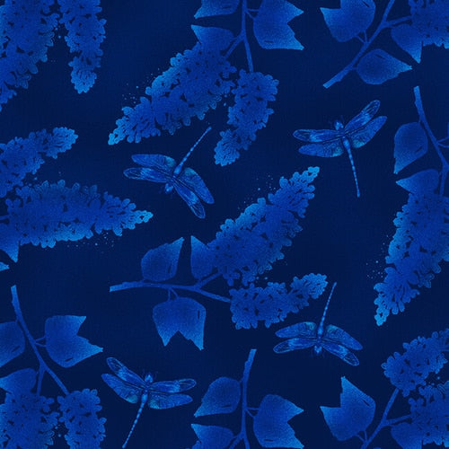 Studio “e” Fabrics - Midnight Hydrangea - Lilac & Dragonfly Tonal Navy